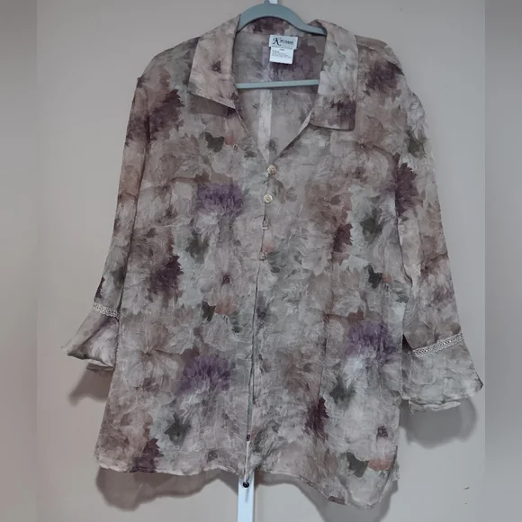 K Woman Women's (Size 24W) Green/Purple Floral Two-Piece Dress Set (NWT) - Picture 5 of 16